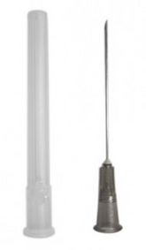 A discontinued Nipro 10cc (10ml) 22G x 1" Luer-Lock syringe and hypodermic needle combo with a transparent plastic cap.